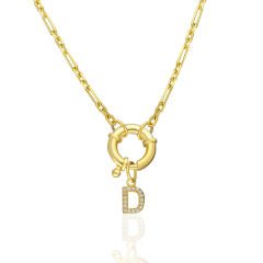 Denizci kilidi bulunan harfli değerli taş harf kolye