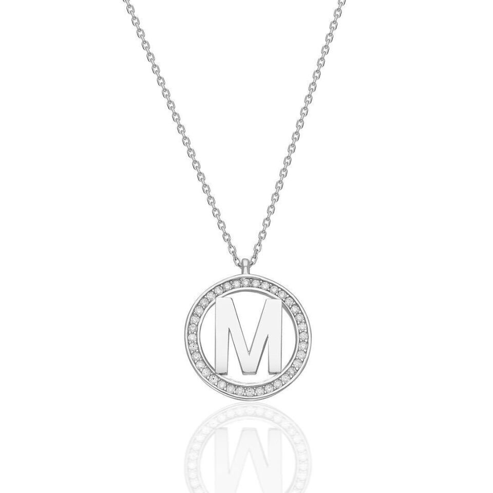 taş yüzüklü harf kolye