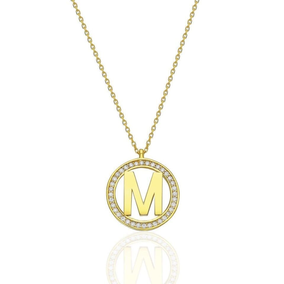 taş yüzüklü harf kolye