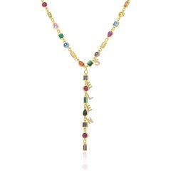 taşlı ve isimli gökkuşağı kolye