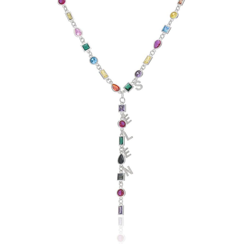 taşlı ve isimli gökkuşağı kolye