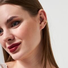 iki sıra taşlı kıkırdak küpeler