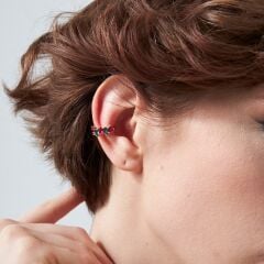 renkli damla taşlı kıkırdak küpeler