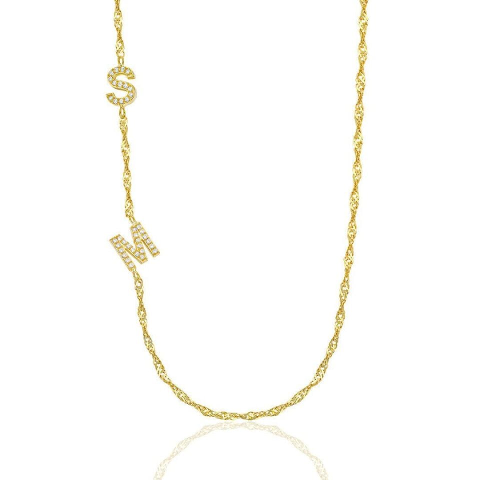 Singapur zincir çift harfli kolye