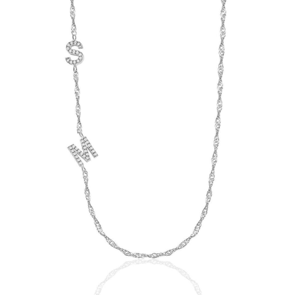 Singapur zincir çift harfli kolye