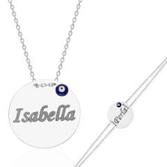 nazar boncuğu plaka isimli kolye seti