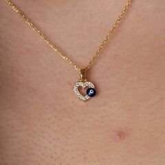 nazar boncuğu inci kalp kolye