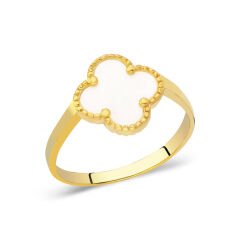 beyaz taşlı yonca yüzük