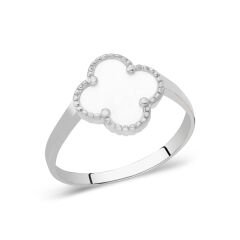 beyaz taşlı yonca yüzük