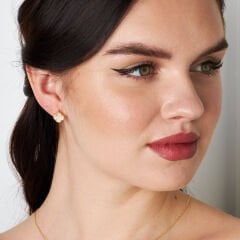 beyaz taşlı yonca küpeleri