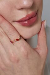 renkli taşlı çoklu baget yüzük