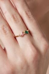 renkli taşlı baget yüzük 1