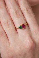 renkli taşlarla baget ve damla yüzük