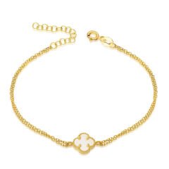 beyaz taşlı yonca bileziği