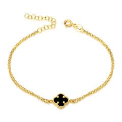 siyah taşlı yonca bileziği