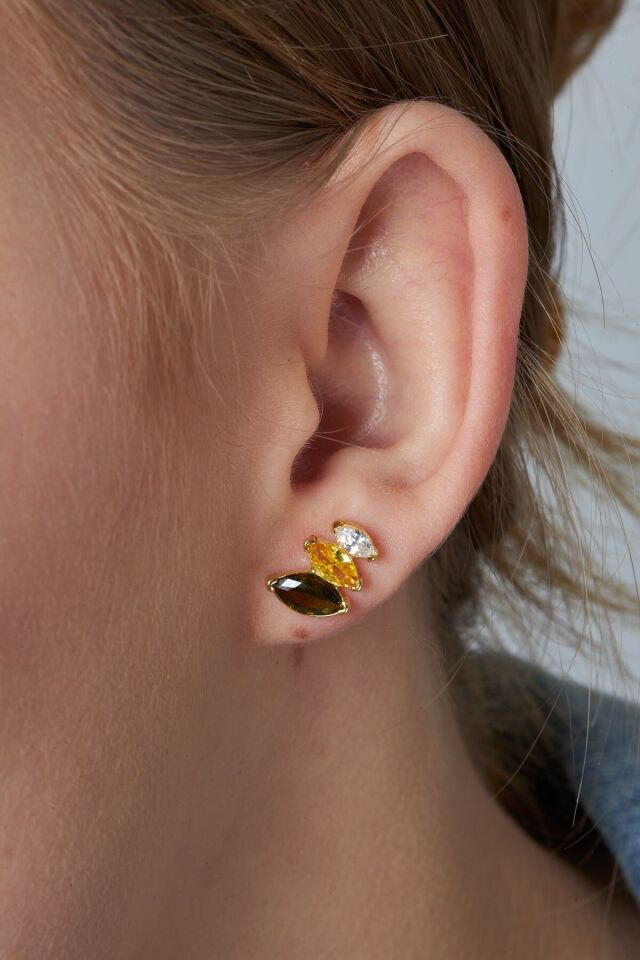 renkli taşlı damla küpeler