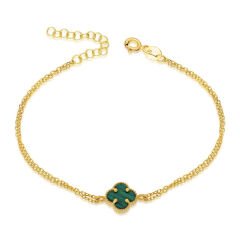 yeşil taşlı yonca bileziği