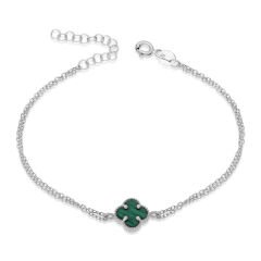 yeşil taşlı yonca bileziği