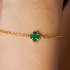 yeşil taşlı yonca bileziği