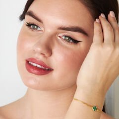 yeşil taşlı yonca bileziği