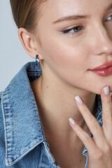 lacivert halka küpeler