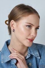 lacivert halka küpeler