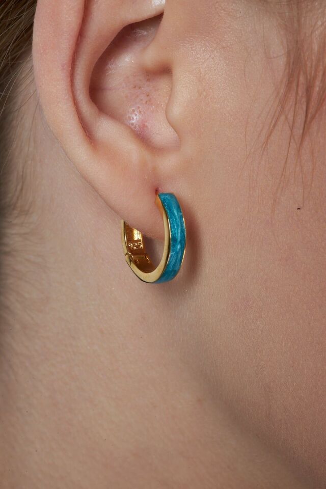 demirli mavi halka küpeler