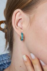 demirli mavi halka küpeler