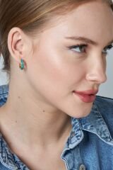 demirli mavi halka küpeler