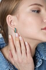 demirli mavi halka küpeler