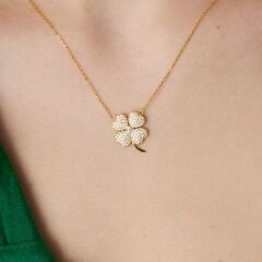 tektaş taşlı yonca kolye