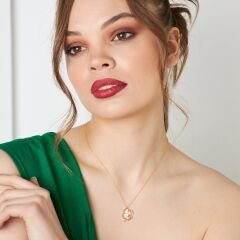 kalp taşlı yonca kolye