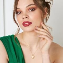 kalp taşlı yonca kolye