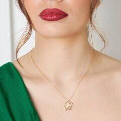 kalp taşlı yonca kolye