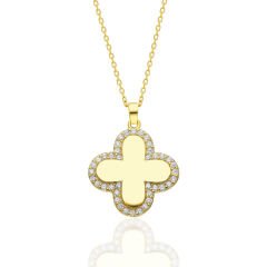 içinde yonca yaprağı kolye