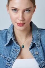 akuamarin taşı damla kolye