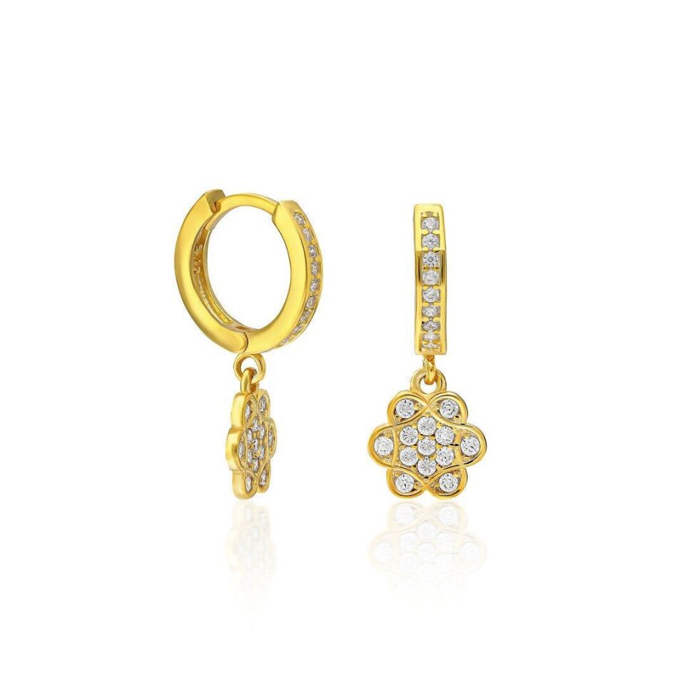 taşlı çiçek küpeleri