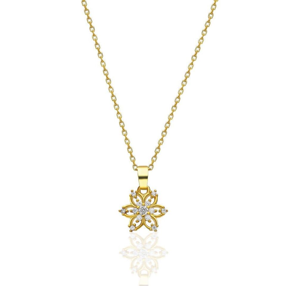 taşlı çiçek kolyesi