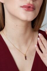 mor baget taşlı kolye