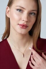 mor baget taşlı kolye