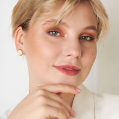 minimal taşlarla hayat çiçeği küpeleri