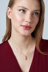 mor baget taşlı kolye