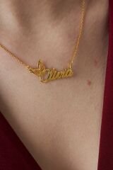 kelebek isim kolyesi