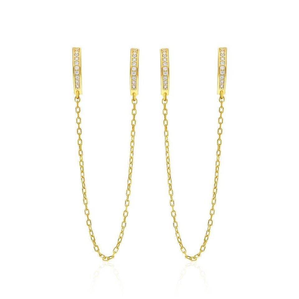 taşlı zincir küpeler