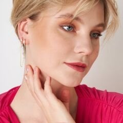 taşlı zincir küpeler