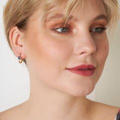 mavi taş kancalı model küpeler