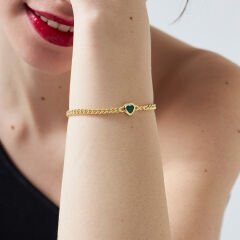 zirkonyum kalp detaylı zincir bileklik