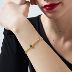 zirkonyum kalp detaylı zincir bileklik