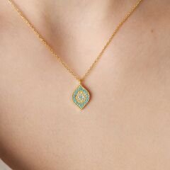 taşlı yaprak kolye