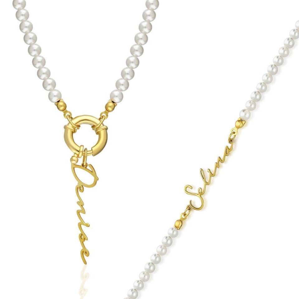 İnci Kolye Bileklik İsim Seti